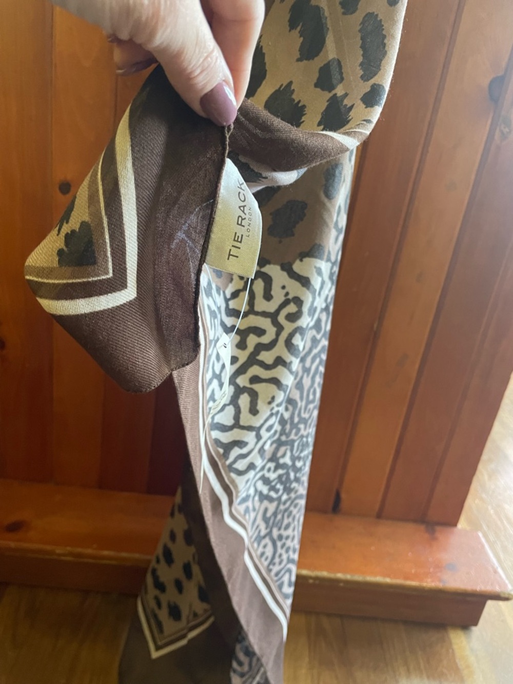 Tie Rack Brown & Beige Animal Print Scarf,
